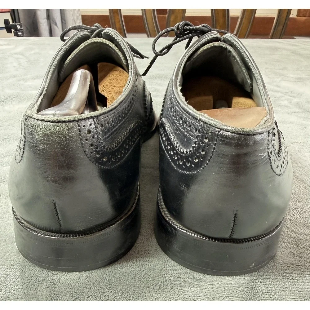 Wingtip Brogue Shoes Mens Size 10.5 D Black Leather Dress Oxford Cap Toe‎ Lined